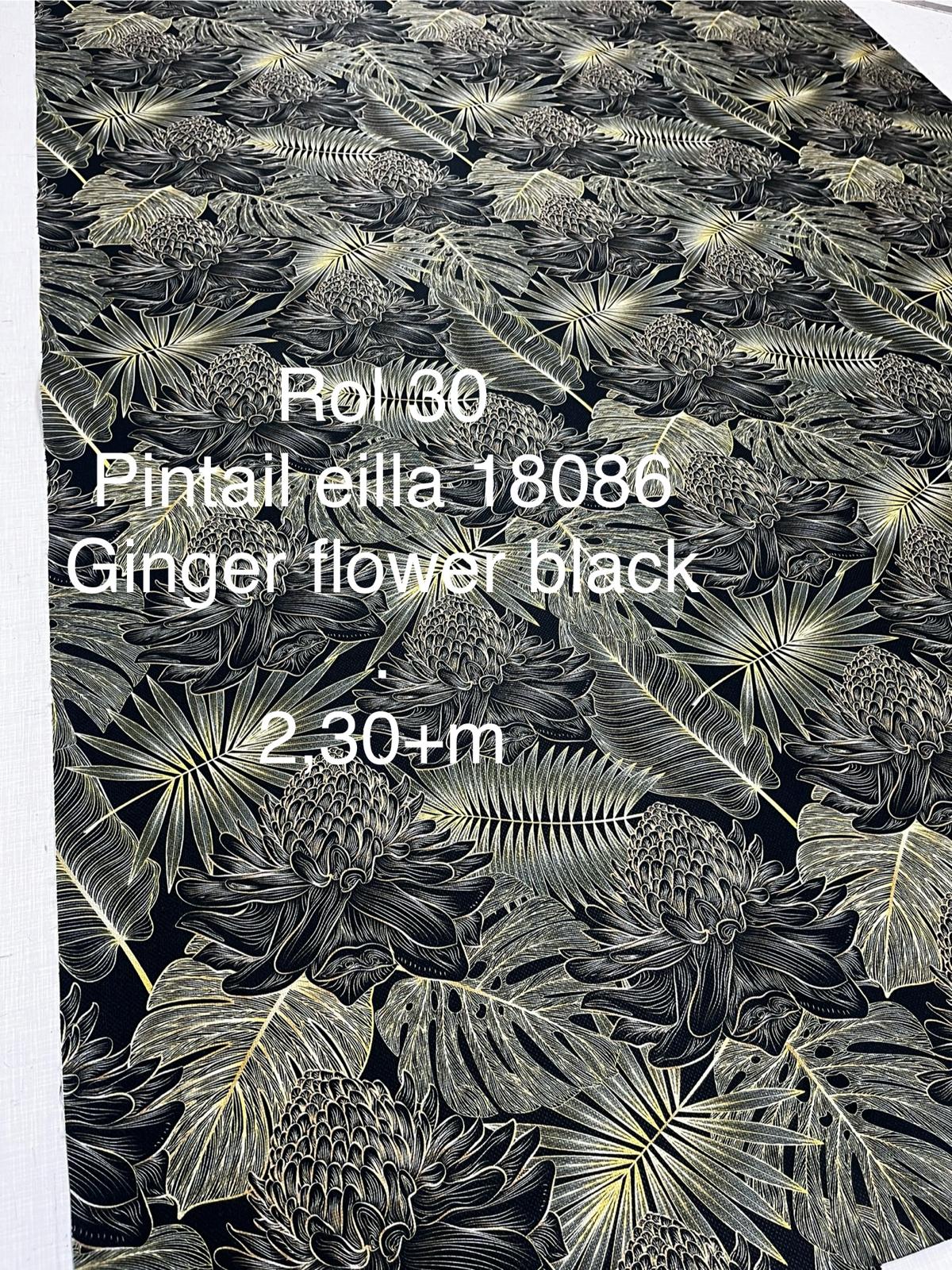 Meubelstof Pintail eila 18086 Ginger Flower Black