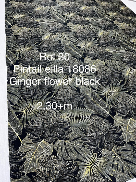 Meubelstof Pintail eila 18086 Ginger Flower Black