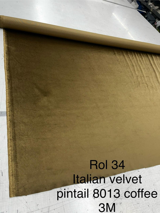 Meubelstof Italian velvet pintail 8013 Coffee